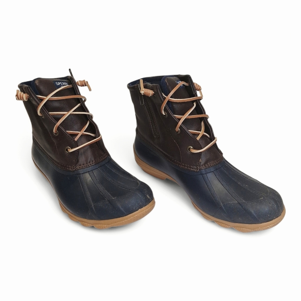Sperry Topsider Women's Salt Water Brown Navy Duck Boots 8